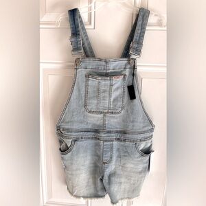 NWT Hudson Kids Shortalls Girls Blue Denim Overalls Size 12 Jeans Stretch Jumper